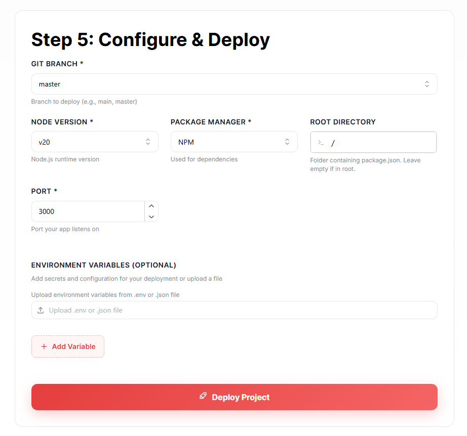 4. Configure & Deploy